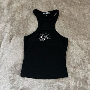 I.AM.GIA Black Rhinestone Women's Top